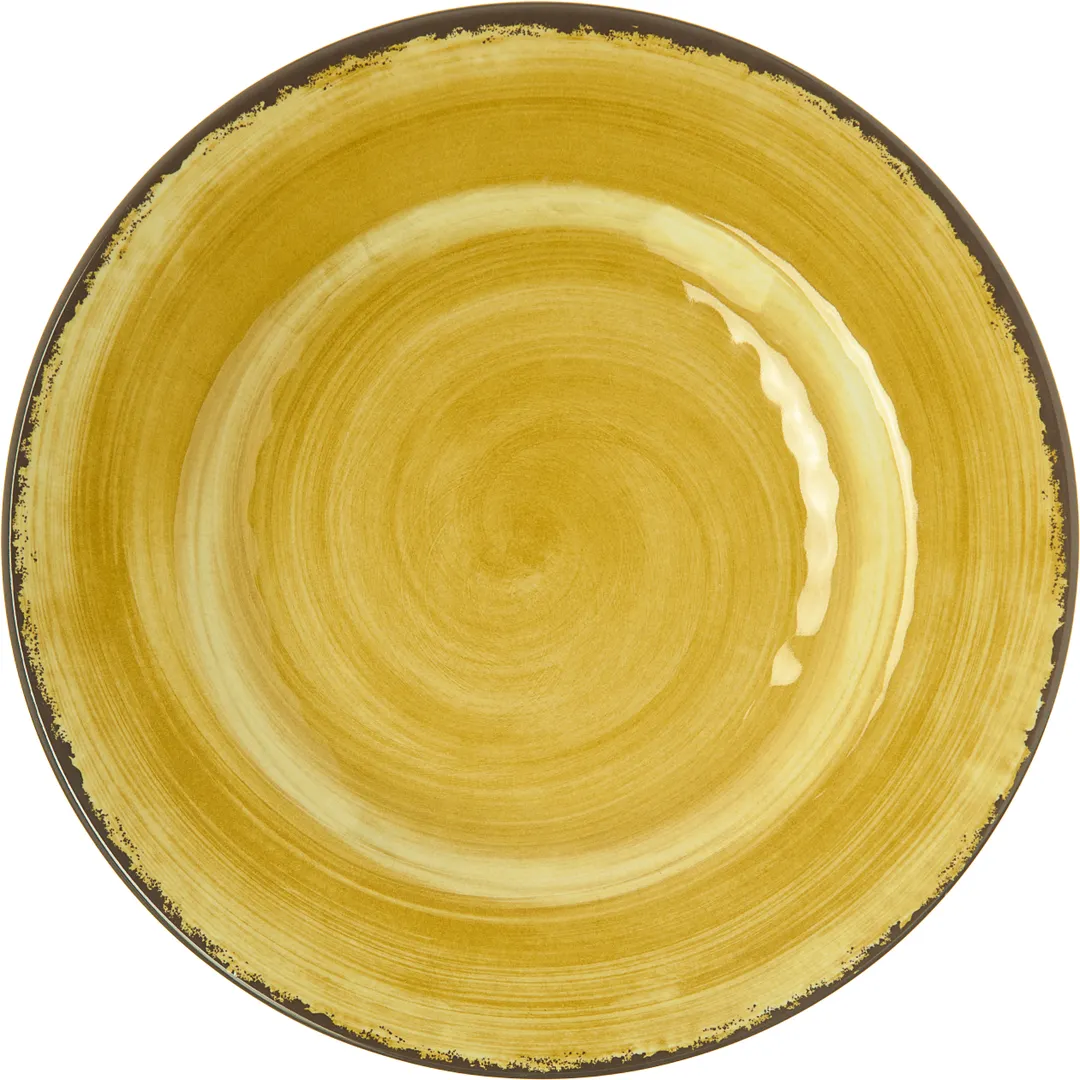 Carlisle 5400213 Mingle™ Salad Plate, 9" Amber Melamine, Yellow Swirl, Dishwasher Safe, Rim, NSF