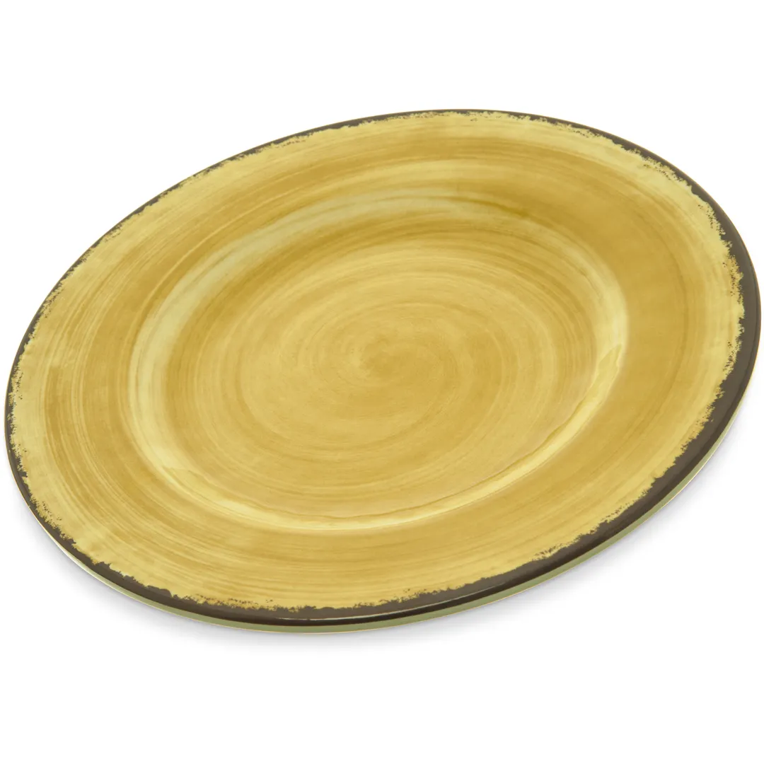 Carlisle 5400213 Mingle™ Salad Plate, 9" Amber Melamine, Yellow Swirl, Dishwasher Safe, Rim, NSF