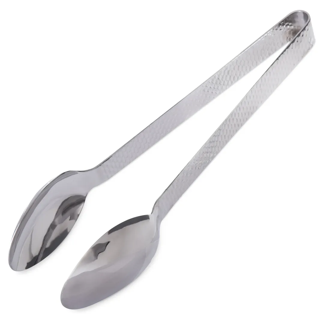 Carlisle 60211 Terra Serving Tongs, 12"L, Stainless Steel, Hammered Mirror Finish