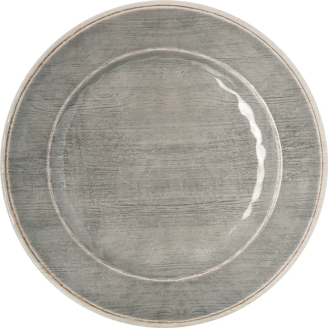 Carlisle 6400118 - Grove Plastic Dinner Plate, 11" Round, Wide Rim, Melamine Gray, NSF Certified