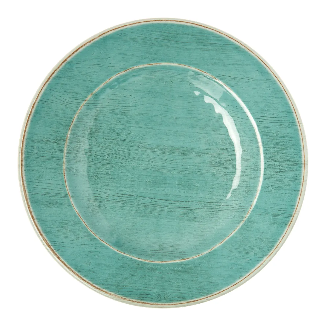 Carlisle 6400215 - Grove Salad Plate, 9" Round Melamine, Aqua Blue, Wide Rim, Resistant to 212°F