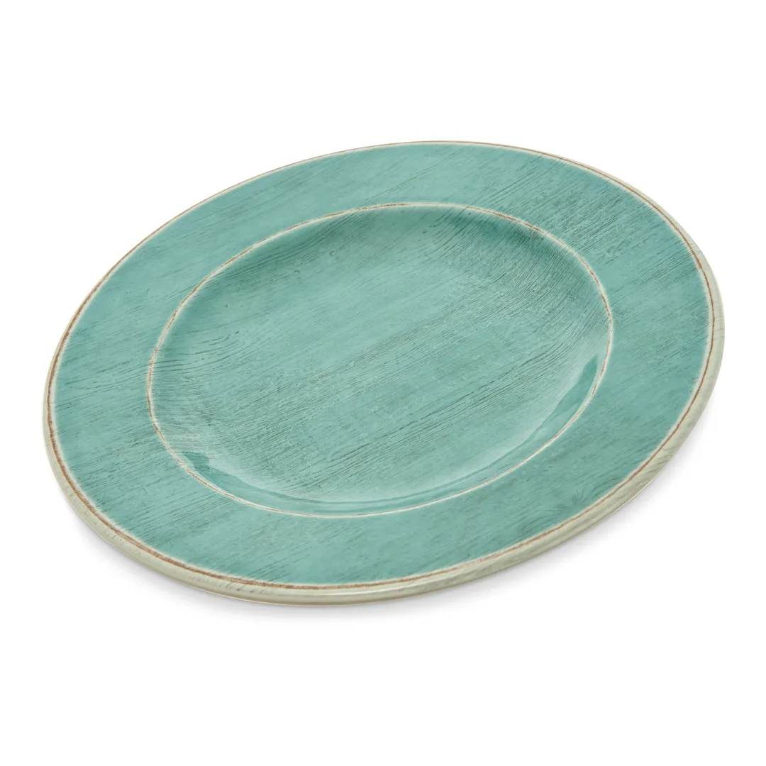 Carlisle 6400215 - Grove Salad Plate, 9" Round Melamine, Aqua Blue, Wide Rim, Resistant to 212°F
