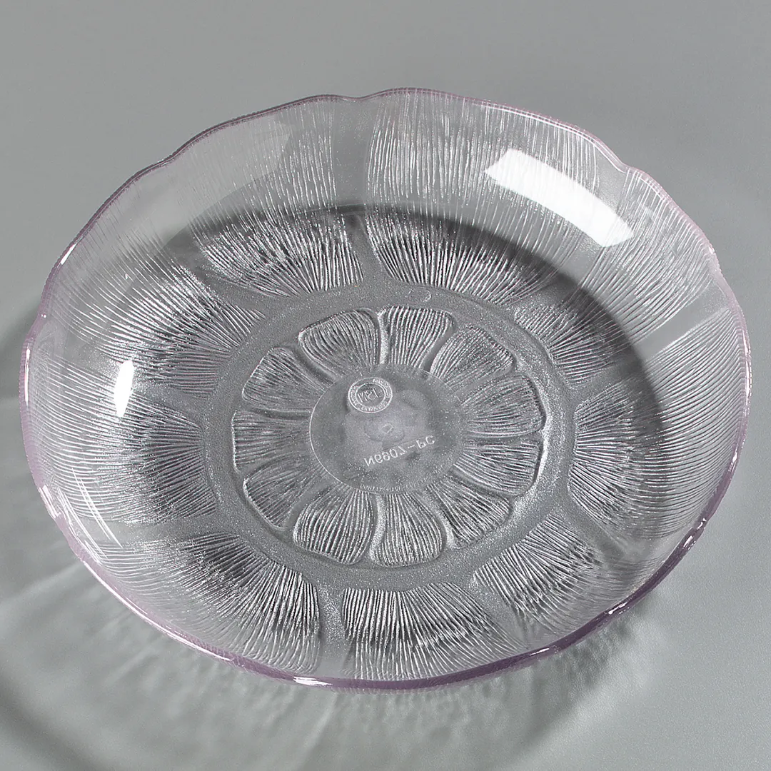 Carlisle 690707 Petal Mist Soup/Salad Plate, 24 oz (0.75 qt), 8" Clear Polycarbonate, Scalloped Edge