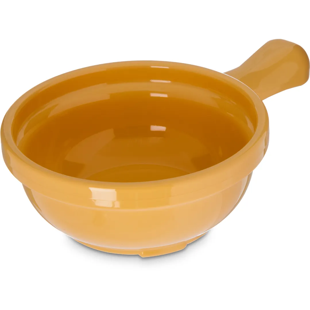 Carlisle 700622 Handled Soup Bowl, 8‑Oz, 4" Diameter, Stackable, SAN/Polycarbonate, Yellow, BPA‑Free