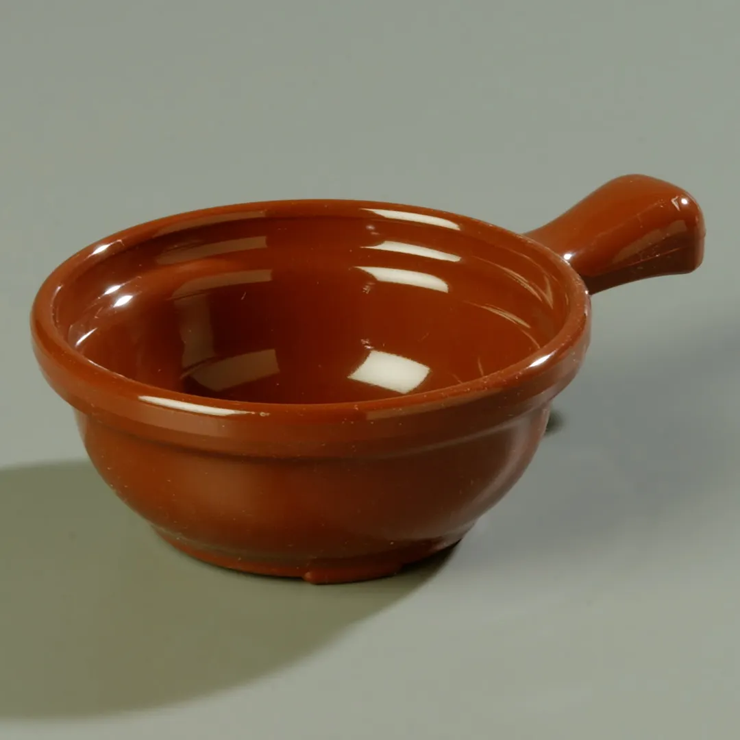 Carlisle 700628 Soup Bowl, 4" Diameter, 8‑Oz Capacity, SAN Exterior, Brown, Stackable, Dishwasher Safe
