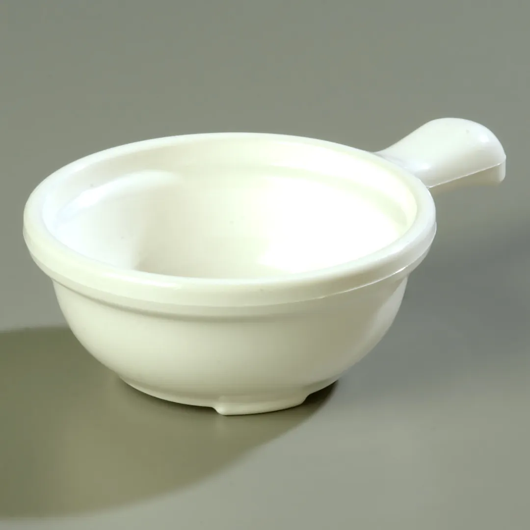 Carlisle 742002 Handled Soup Bowl, 12‑15 oz 5" White Polycarbonate, Dishwasher & Microwave Safe