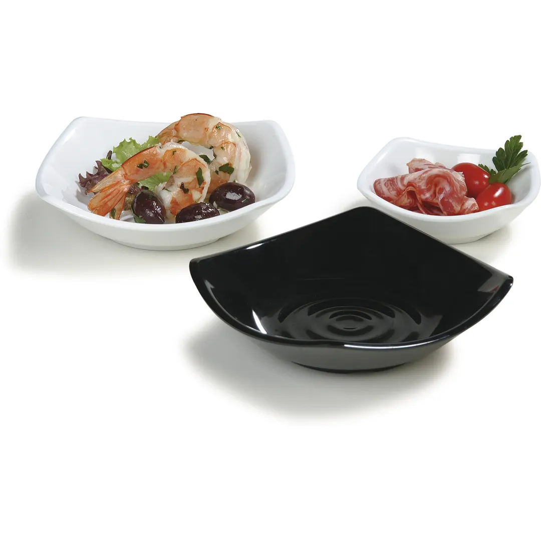Carlisle 794202 Side Dish, 5" Square Melamine Plate, 5 oz, White, Flared Reinforced Rim, Dishwasher Safe