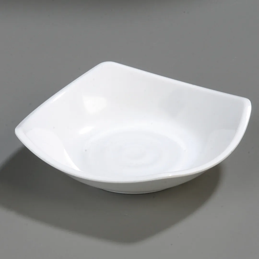 Carlisle 794202 Side Dish, 5" Square Melamine Plate, 5 oz, White, Flared Reinforced Rim, Dishwasher Safe