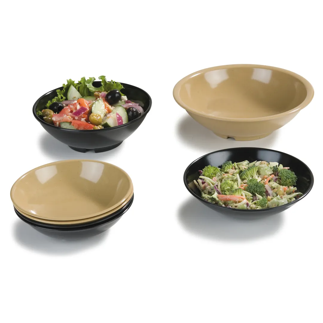 Carlisle 800B03 - 7" Black Melamine Salad Bowl, 24-27 oz, Dishwasher Safe, BPA‑Free, NSF Certified