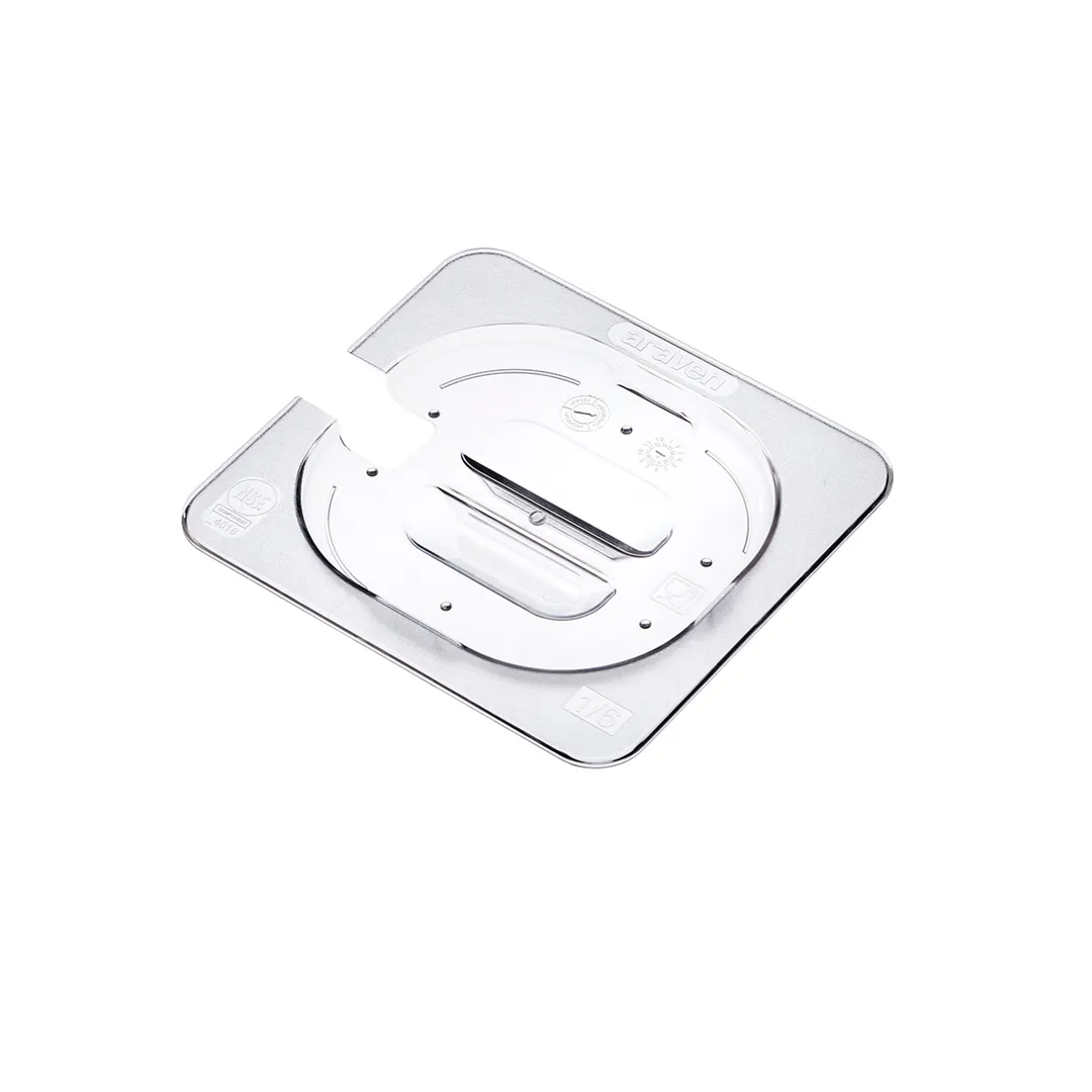 Carlisle 84018 Araven Contact Lid, GN 1/6 Notched, Clear Polycarbonate, HACCP Compliant