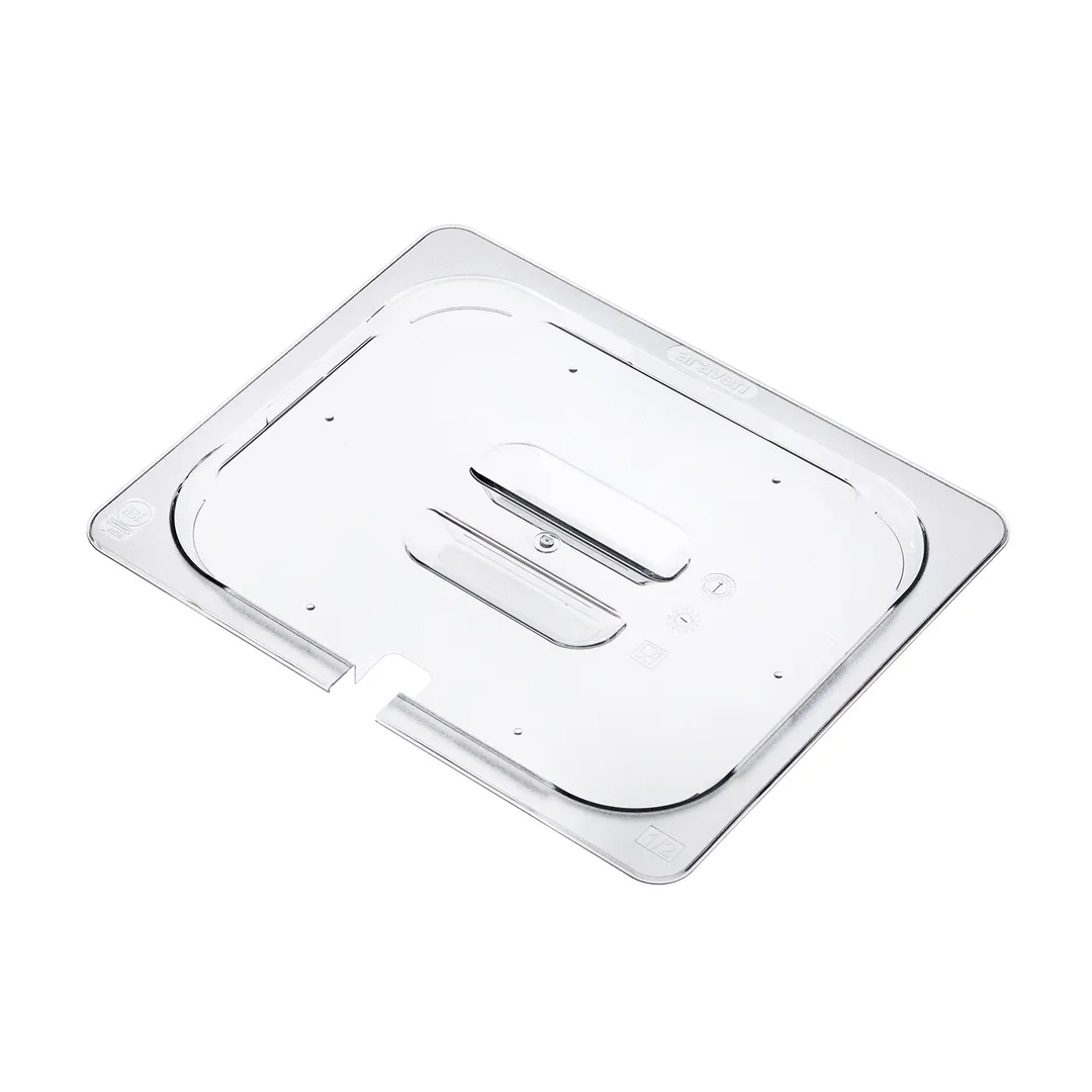 Carlisle 84038 Araven Contact Lid, GN 1/2, Notched, Polycarbonate, Clear, Dishwasher Safe