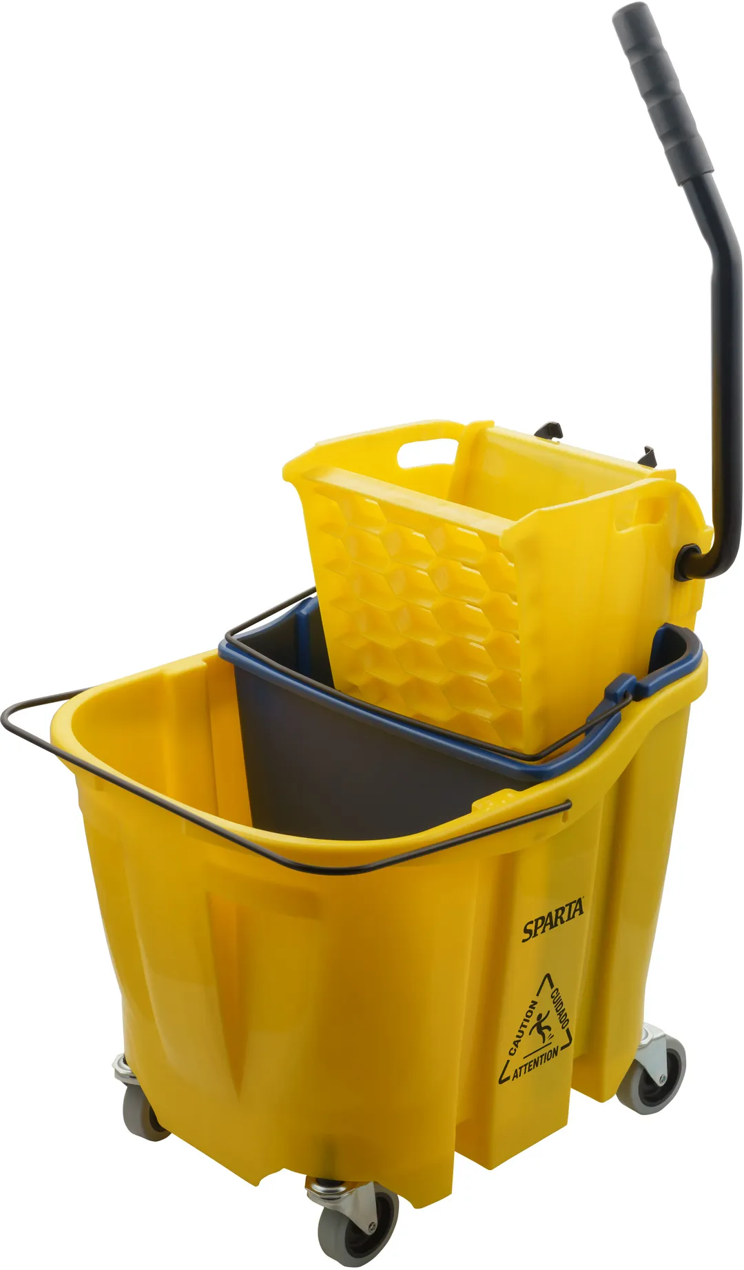 Carlisle 9690404 OmniFit™ Mop Bucket Combo with Side‑Press Wringer, 35 qt Capacity, Yellow Finish