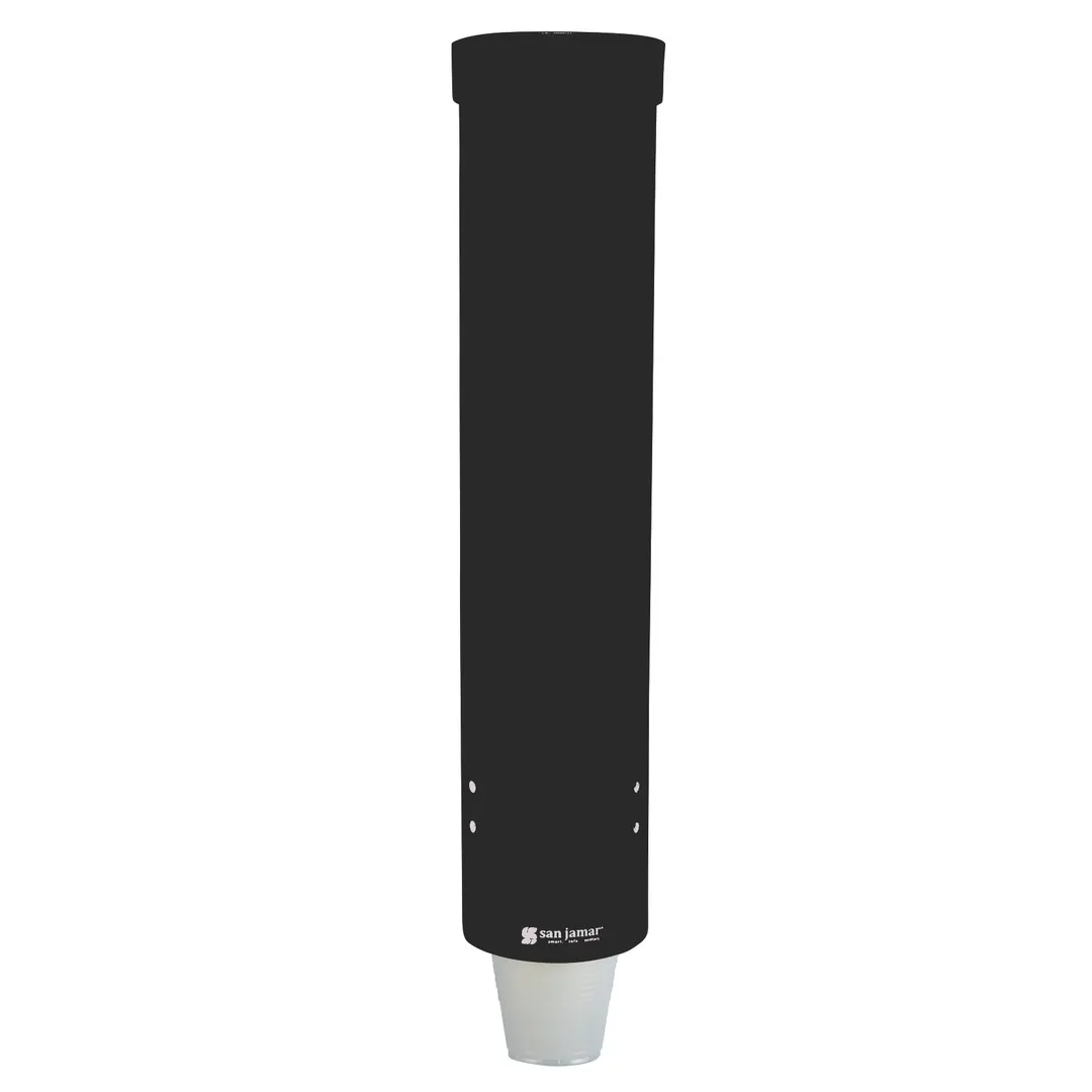 Carlisle C3165BK Wall Mount Cup Dispenser, 16" Tube, Plastic, Black, Fits 4-10 oz Cups