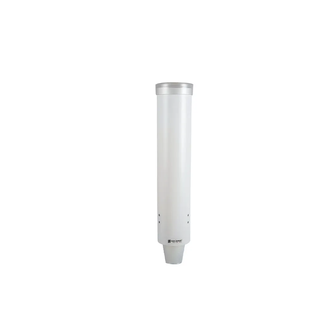 Carlisle C3165WH Wall Mount Cup Dispenser, 16" Tube, Plastic, White, Fits 4-10 oz Cups