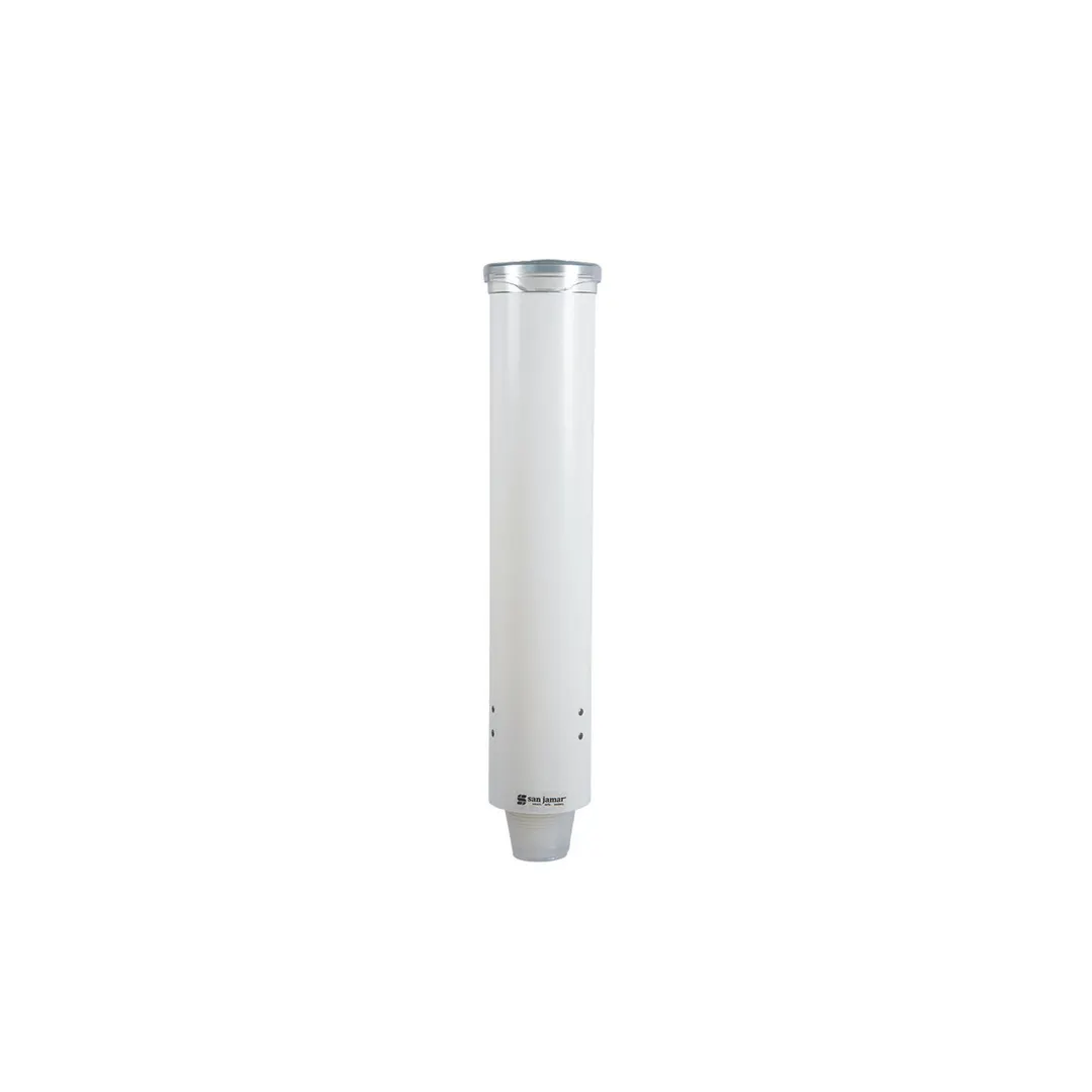 Carlisle C4160WH Wall Mount Cup Dispenser, 16" Tube, Plastic White, 3‑4.5oz Cones & 3‑5oz Flat Cups