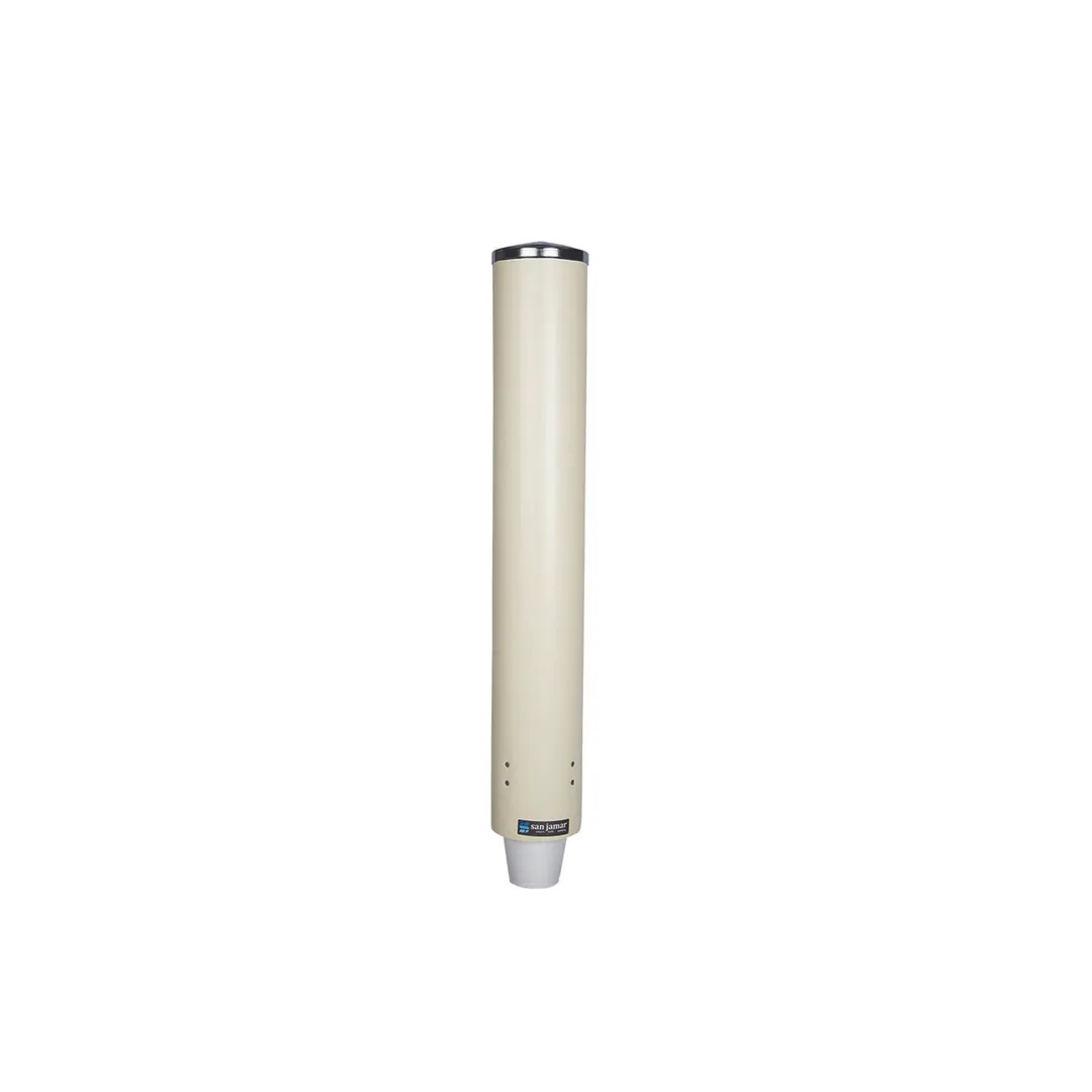 Carlisle C4210PFSD Wall Mount Cup Dispenser, 23" Tube, Polyethylene, Fits 4‑10 Cups, 2‑3/4"‑3‑3/8"