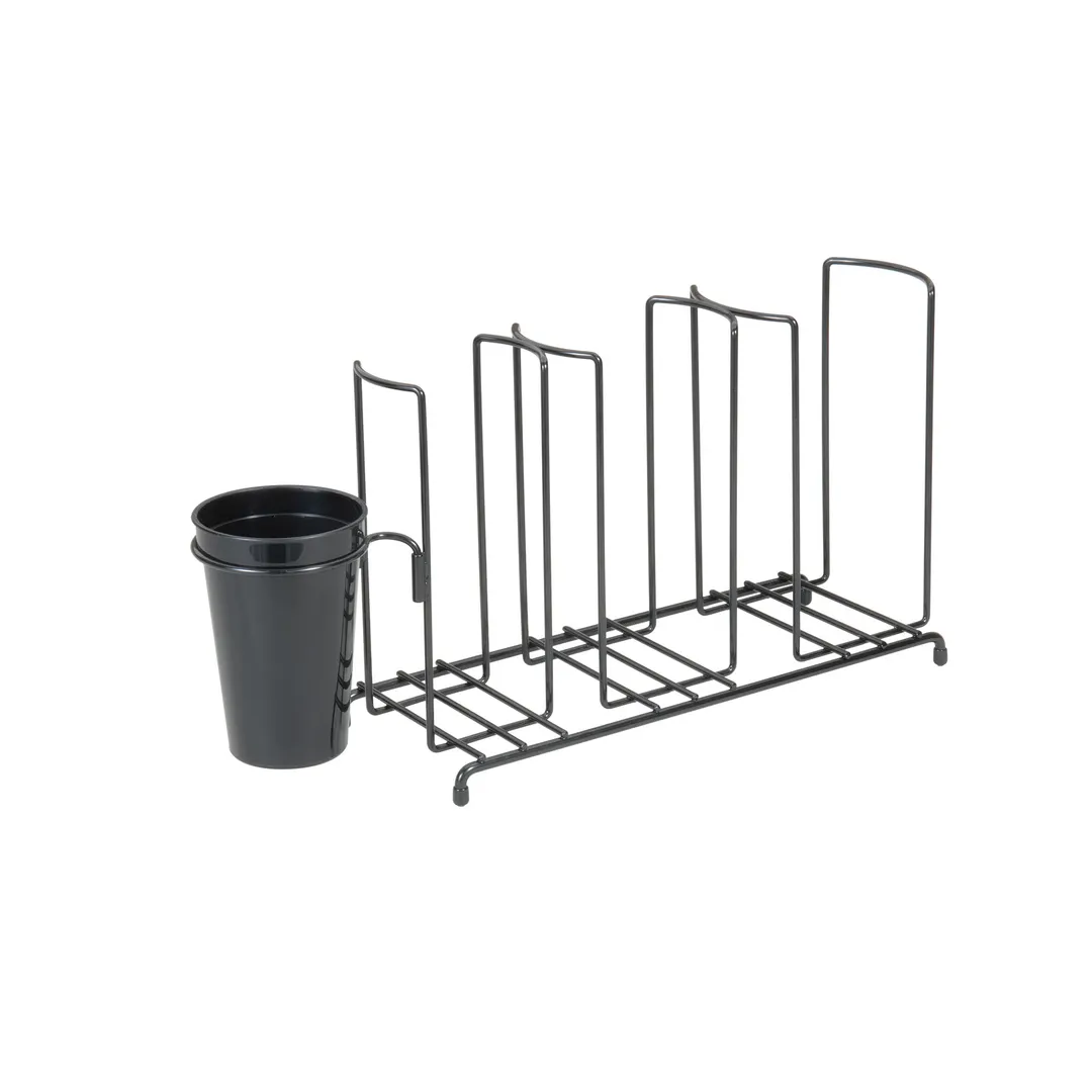 Carlisle C8003WFS Cup & Lid Organizer, 3 Stacks, 17-1/2"W x 5-1/4"D x 8-1/2"H, Steel Wire, Black