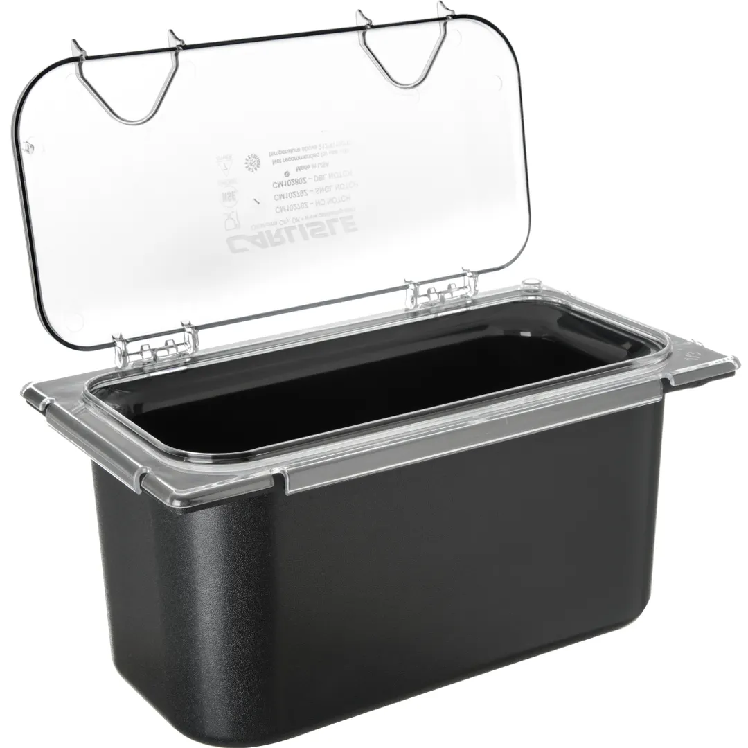Carlisle CM10278Z07 EZ Access Lid, 1/3 Size, Polycarbonate, Clear, Hinged, Peg Hole Handle
