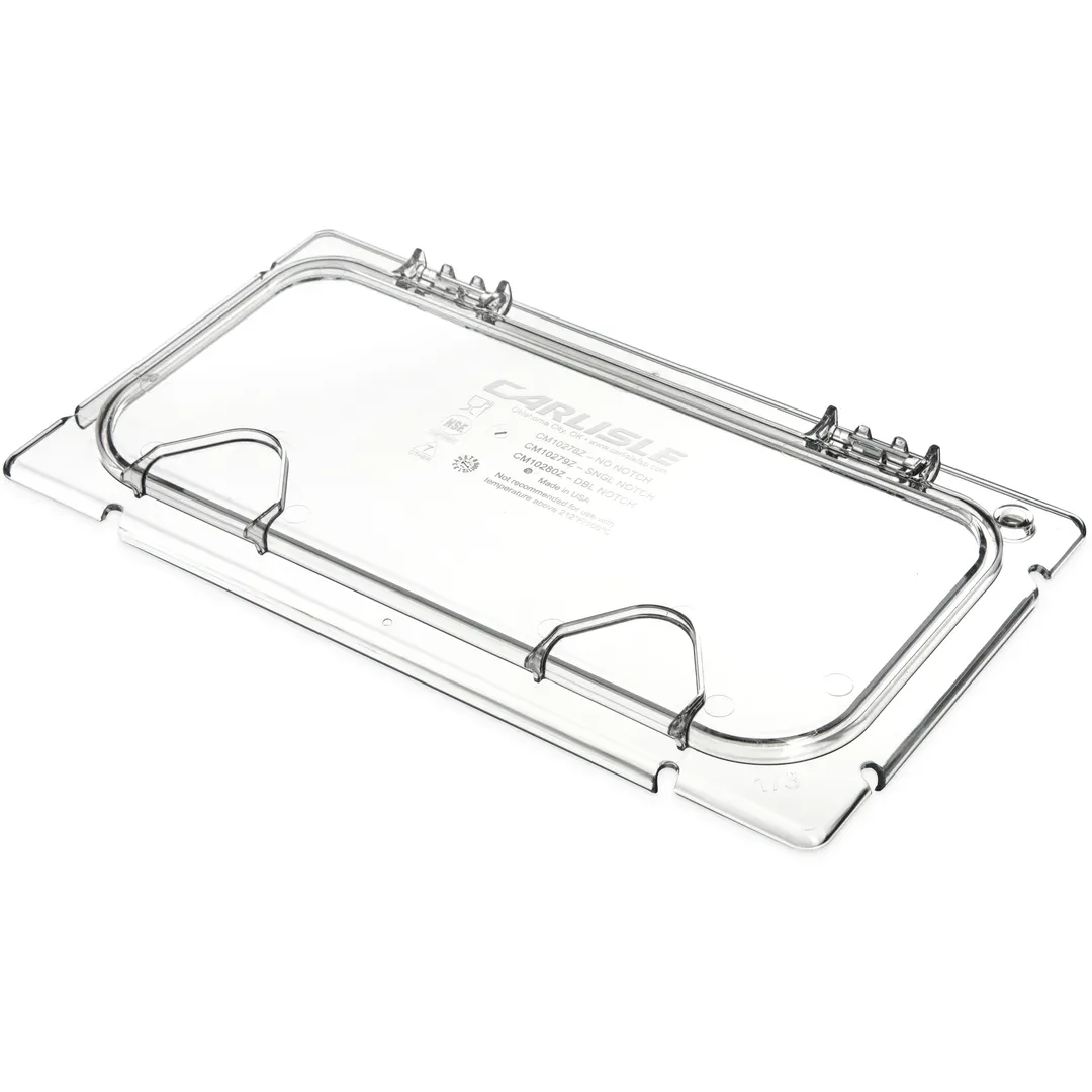 Carlisle CM10278Z07 EZ Access Lid, 1/3 Size, Polycarbonate, Clear, Hinged, Peg Hole Handle