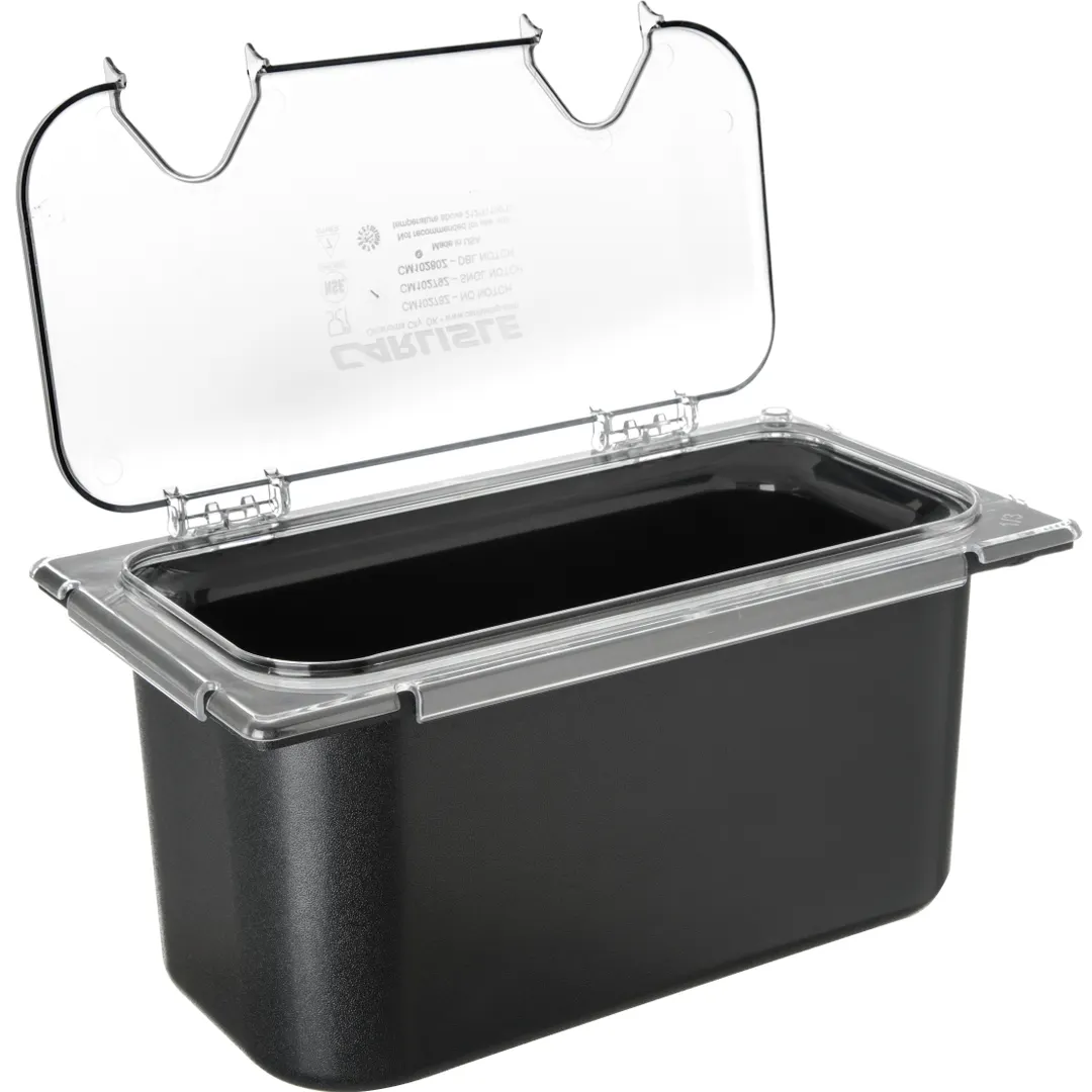 Carlisle CM10280Z07 Coldmaster EZ Access Lid, 1/3 Size, Polycarbonate, Hinged, Peg Hole & Handle