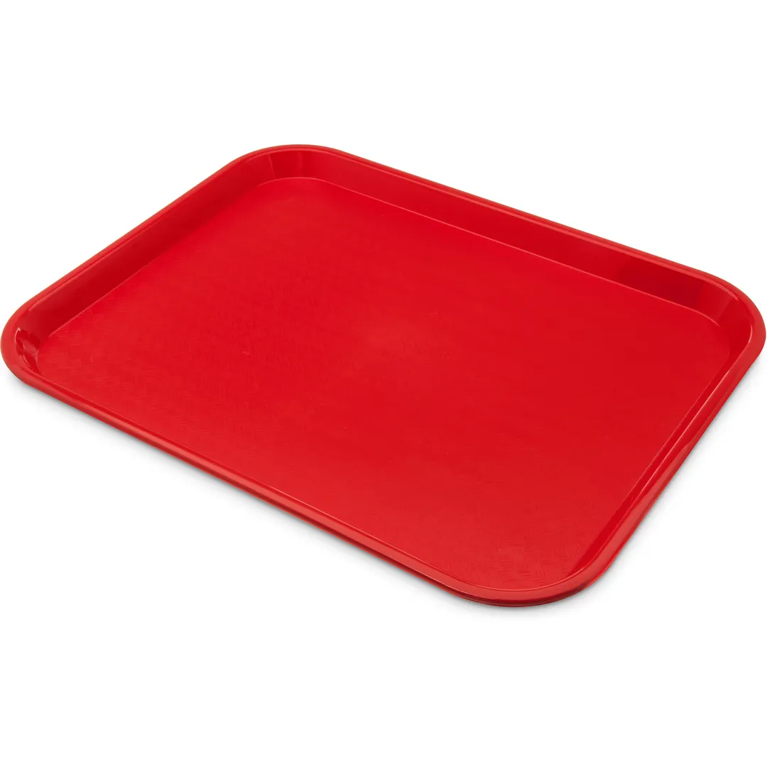 Carlisle CT141805 Red Rectangular Cafeteria Tray, 17-7/8"L x 14"W x 15/16"H, Polypropylene