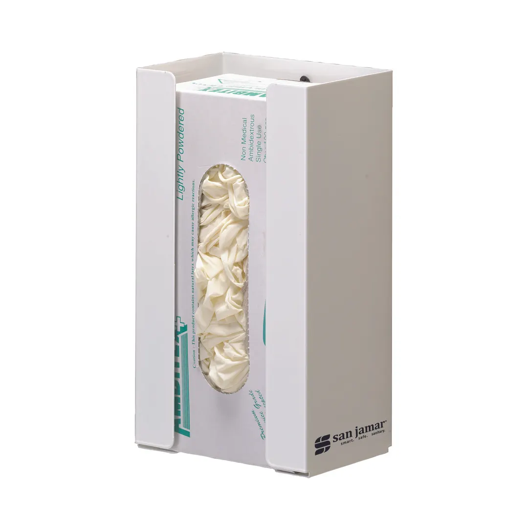 Carlisle G0802 Disposable Glove Dispenser, 1‑Box Capacity, 6" L × 4" W × 10" H, Steel, White