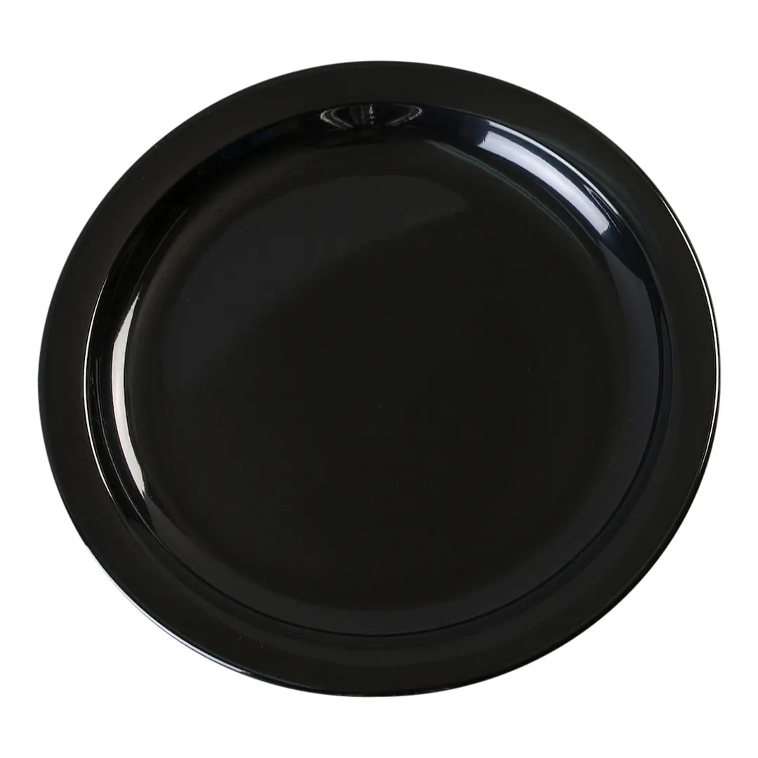Carlisle KL20103 Kingline™ Sandwich Plate, 7-1/4" Black Melamine, Narrow Rim, 212°F Heat Resistant