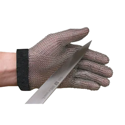 Carlisle MGA515XS Cut‑Resistant Glove, X‑Small, Stainless Steel Mesh, Antimicrobial Strap, Easy‑Clean