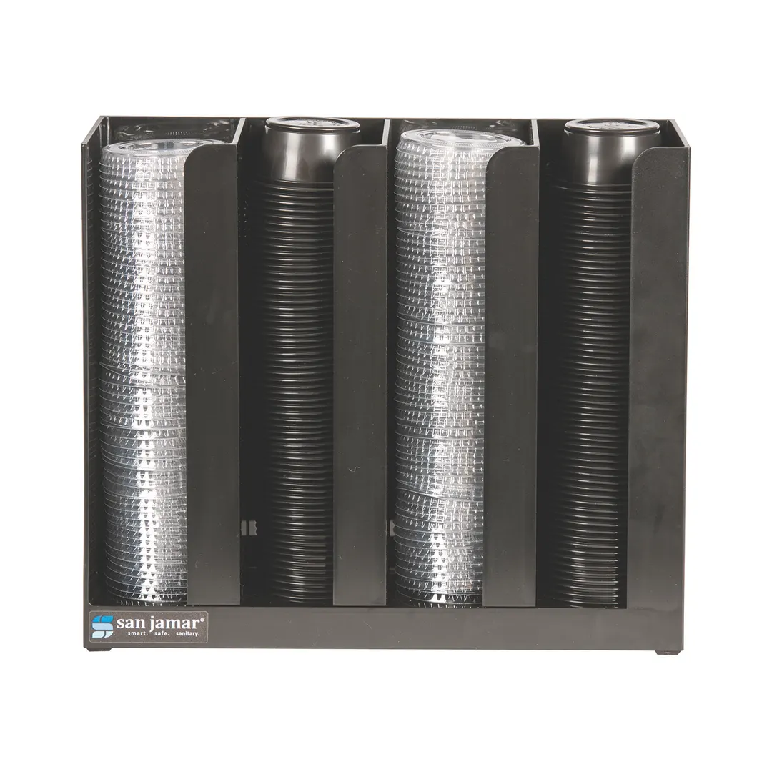 Carlisle PCL2 Cup/Lid Organizer – 10" x 11-1/2" x 3-1/4", 4‑Section, 2" Rim, Dividers, NSF Certified
