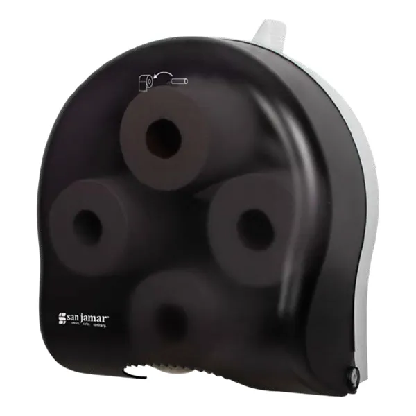 Carlisle R3900TBK 4-Station Tissue Dispenser, 4-Roll 3-1/4" Bath Tissue, Black Pearl Plastic