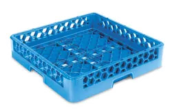 Carlisle RB14 OptiClean™ Dishwasher Open/Bowl Rack, Full Size, 3.25" Inside Height, Open Bottom, Comfort Curve Handles, Double Wall Polypropylene, Textured Blue, BPA Free, NSF