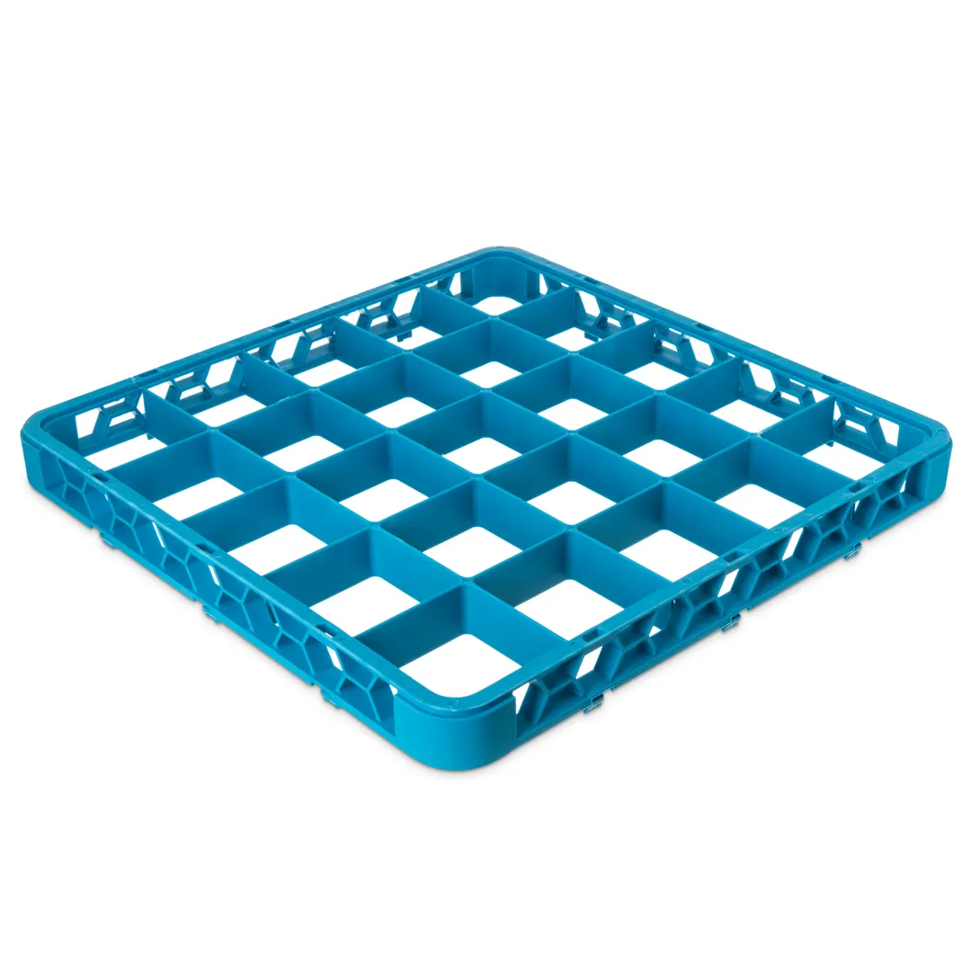 Carlisle RE2514 OptiClean Divided Glass Rack Extender, Full-Size 25-Compartment (3.5" x 3.5"), Blue Textured Double-Wall Polypropylene, NSF, Positive Stacking & Four-Way Tracking