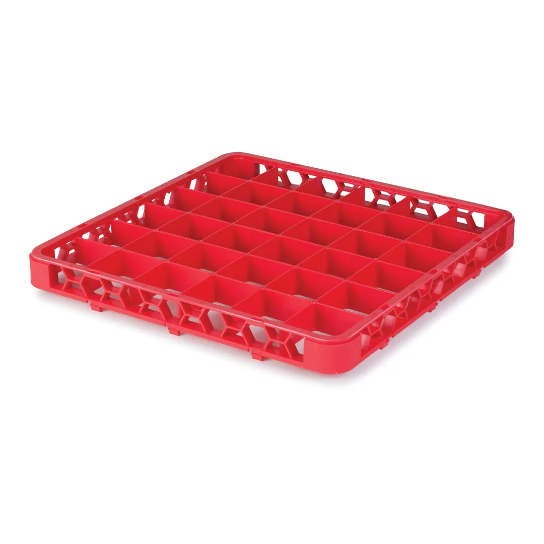 Carlisle RE36C05 OptiClean Divided Glass Rack Extender, Full-Size, 36 Compartments (3.5" x 3.5"), Red, Double-Wall Polypropylene, Textured Finish, 1.57" Height