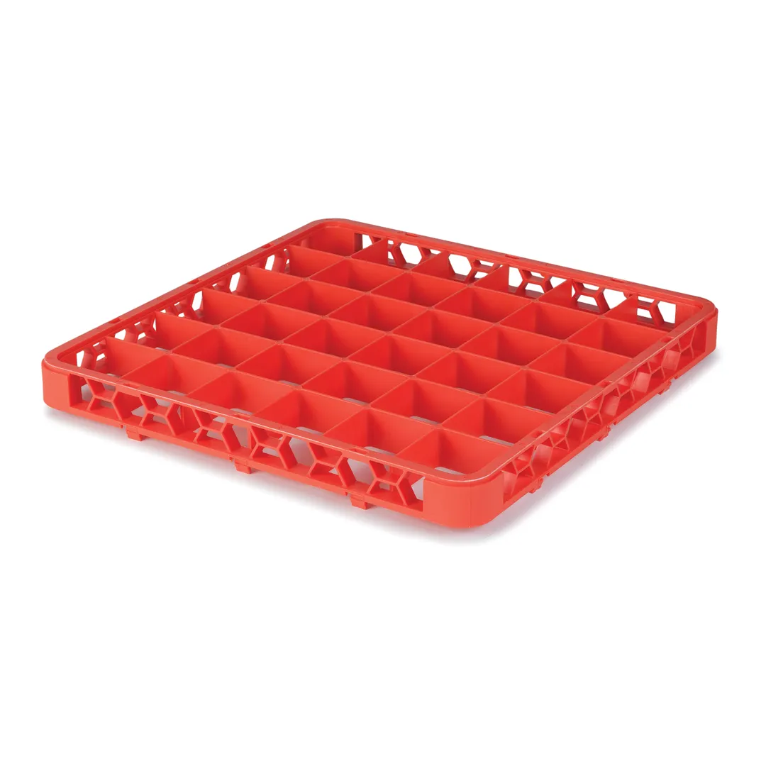 Carlisle RE36C24 OptiClean Divided Glass Rack Extender, Full-Size, 36 (3.5 x 3.5") Compartments, Orange, Double-Wall Polypropylene, Textured, Positive Stack, Four-Way Tracking