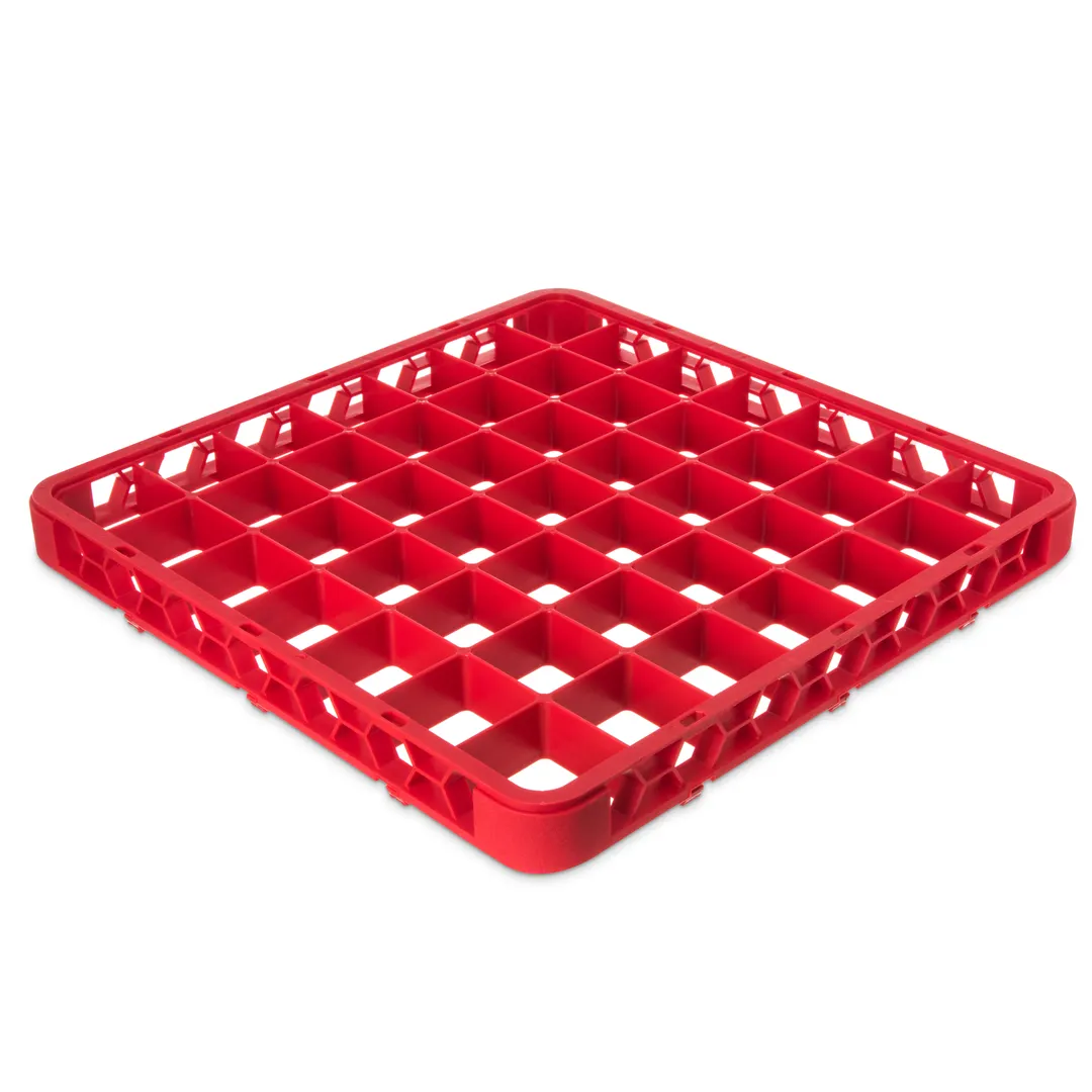 Carlisle RE49C05 OptiClean Divided Glass Rack Extender, Full-Size 49-Compartment (2-3/8" x 2-3/8"), Red, Double-Wall Polypropylene, Textured Finish, Color-Coded, Positive Stacking, Four-Way Tracking
