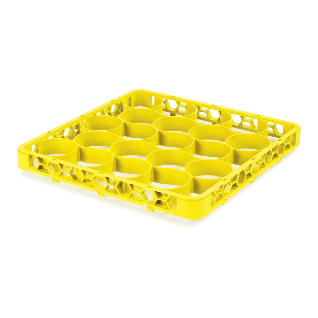 Carlisle REW20SC04 OptiClean™ NeWave™ Glass Rack Extender, Full-Size, 20-Compartment, Yellow, Double-Wall Reinforced Polypropylene, Textured Finish, BPA Free, 1.57" Inside Height
