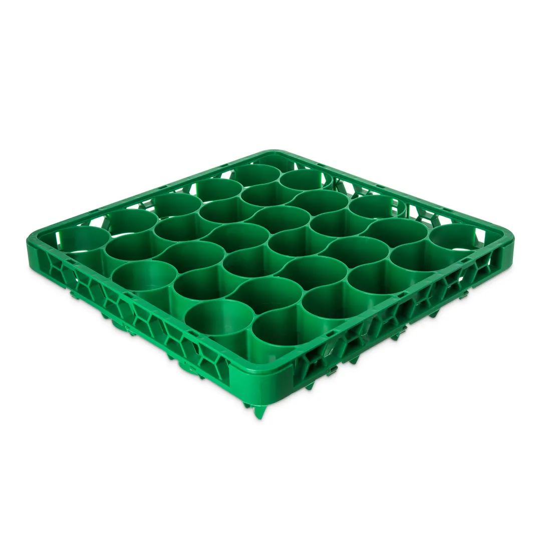 Carlisle REW30LC09 OptiClean NeWave Glass Rack Extender, Full-Size 30-Compartment, Double-Wall Reinforced Polypropylene, Textured Green Finish, 4.75" Inside Height, Positive Stacking & Four-Way Tracking
