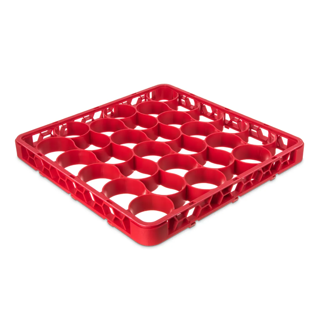 Carlisle REW30SC05 OptiClean NeWave Glass Rack Extender, Full-Size Short, 30 Compartments, Red Textured Double-Wall Polypropylene, 1.57" Height, Four-Way Tracking