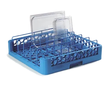 Carlisle RFP14 Blue Full-Size Dishwasher Rack, 19-7/8" x 19-7/8" x 4", Polypropylene, Textured Finish, Double-Wall, Quick Draining, Angled Wire Inserts, NSF