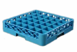 Carlisle RG3614 Dishwasher Glass Rack, Blue Polypropylene, 36 Compartments (2‑15/16" x 2‑15/16"), Double‑Wall, Quick‑Drain, Comfort Curve Handles, Holds Glasses up to 2‑11/16" Dia, 3‑1/4" Height
