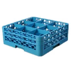 Carlisle RG9-214 OptiClean™ Dishwasher Glass Rack, 9‑Compartment Blue Polypropylene, with Extenders, NSF