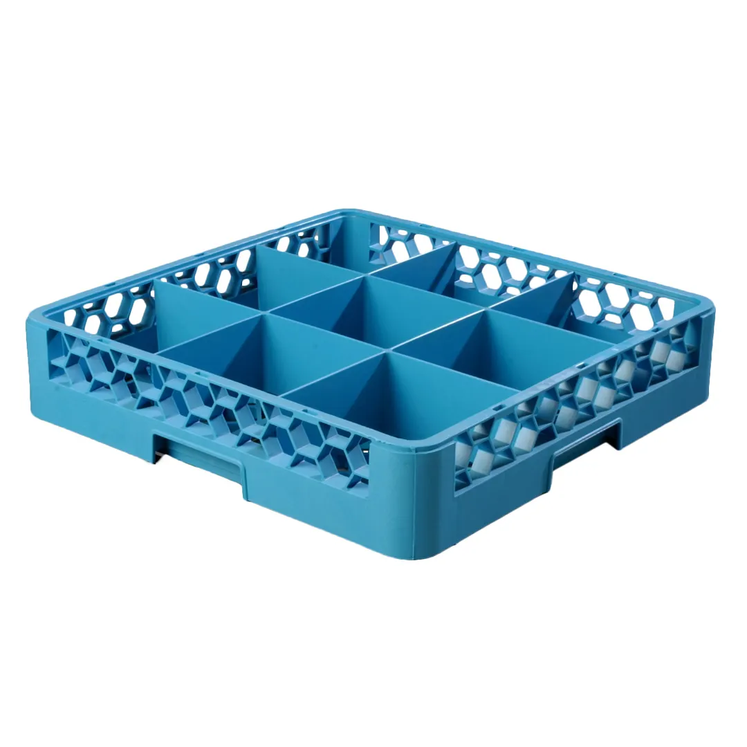 Carlisle RG914 Dishwasher Glass Rack, 9‑Compartment Blue, 5‑9/16" dia, 3‑1/4" height, Quick Drain