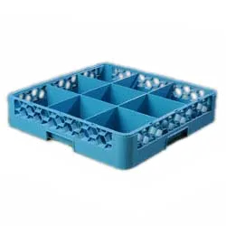Carlisle RG914 Dishwasher Glass Rack, 9‑Compartment Blue, 5‑9/16" dia, 3‑1/4" height, Quick Drain