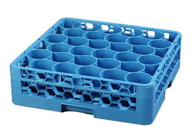 Carlisle RW3014 OptiClean™ NeWave™ Full‑Size Dishwasher Glass Rack, Blue Polypropylene, 30 Rounded Compartments, 2‑7/8" Diameter, Double‑Wall Quick Drain, Four‑Way Tracking Handles