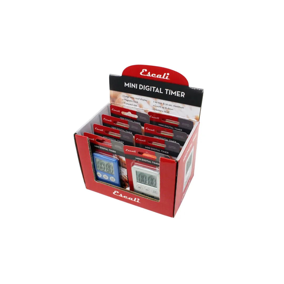 Carlisle TMDGM12 Digital Kitchen Timer, 2-3/4" x 2" x 5/16", Memory Recall, Counts Up/Down, 99 Min 59 Sec, Magnetic Back - 12/Pack