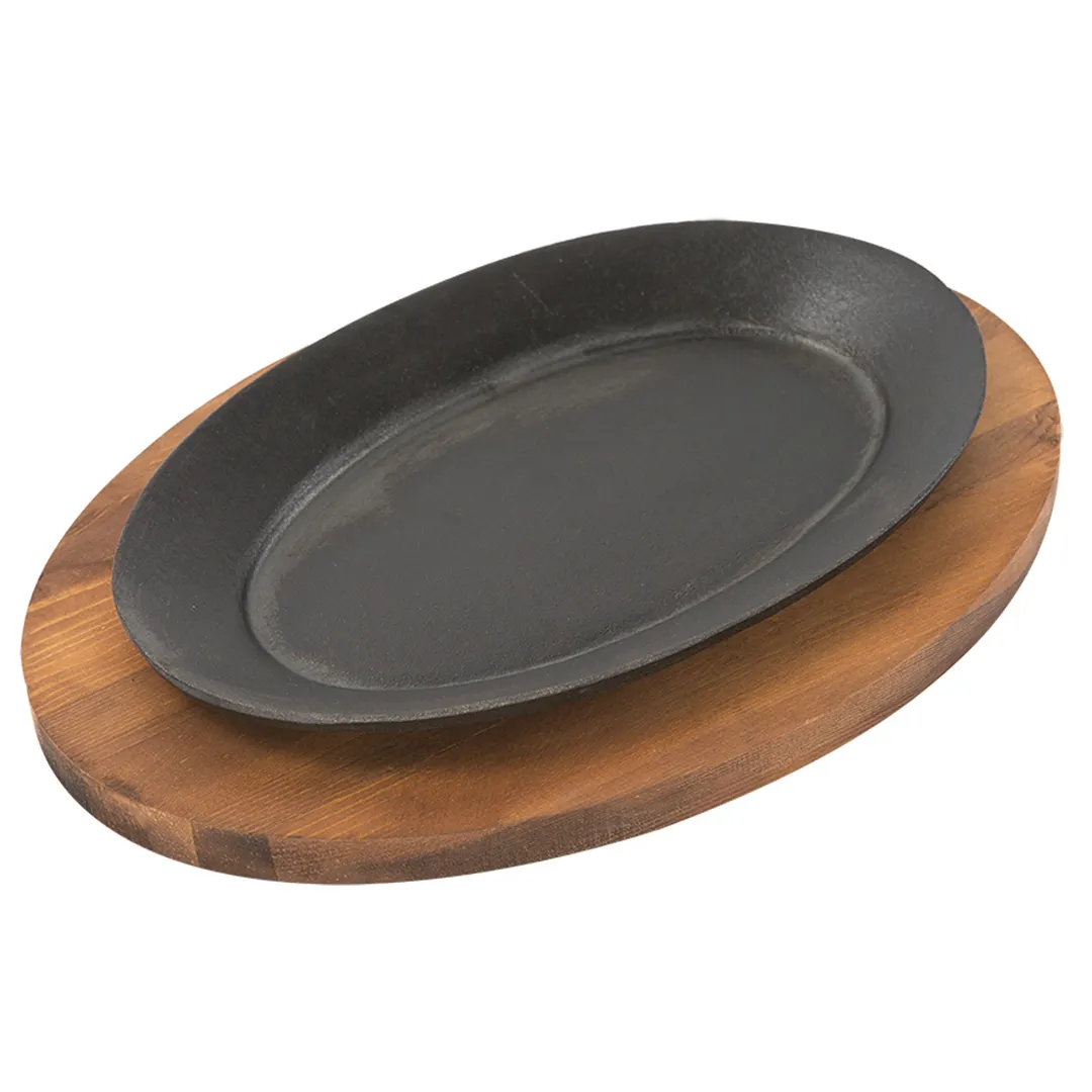 Concasse MCACCCOM02 Oval Cast Iron Fajita Skillet, 11‑2/5" x 7‑9/10" No‑Handle Sizzle Platter