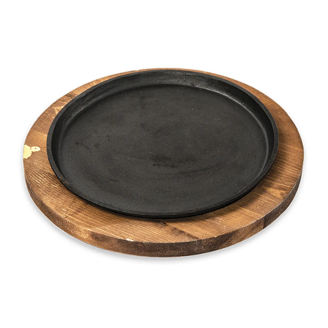 Concasse MCACCCOM03 Round 9" Cast Iron Meat Server Skillet, No Handle, Sizzling Tabletop Platter
