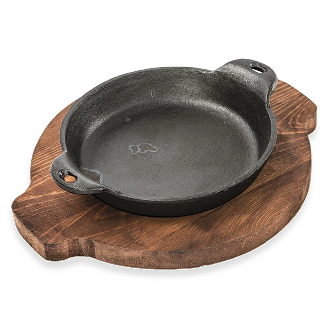 Concasse MCACCCOM04 Cheese Server Cast Iron Platter 5" with Ears Handle for Fajita Skillets