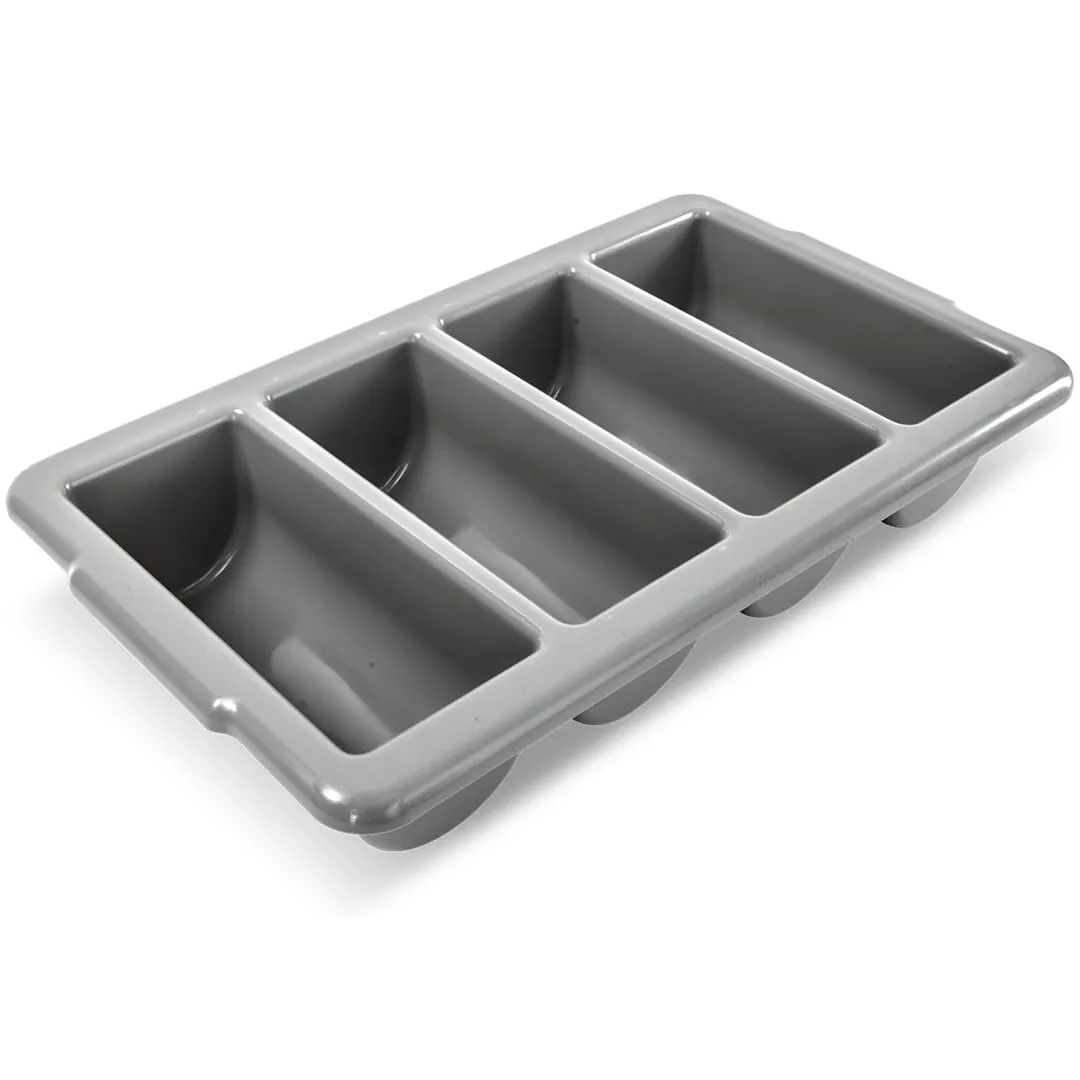 Concasse MCC52654 4-Compartment Cutlery Bin with Grey Plastic Bins, Black/Cherry Finish - Utensil Organizer for Kitchen Storage