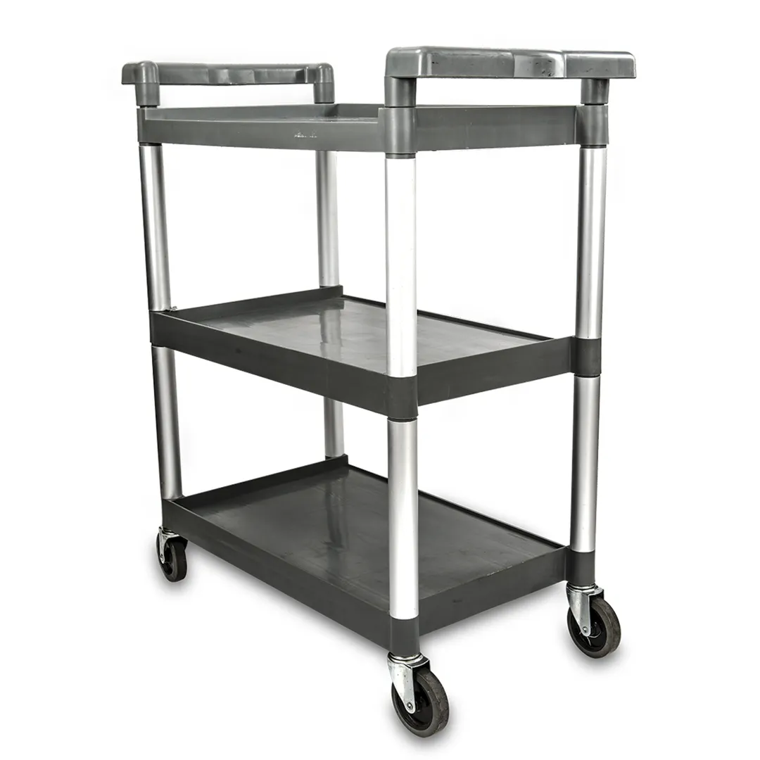 Concasse MCC95004 Service Cart, 3 Shelves, 33-1/4"W X 17"D X 37-1/2"H, Grey Metal Utility Cart